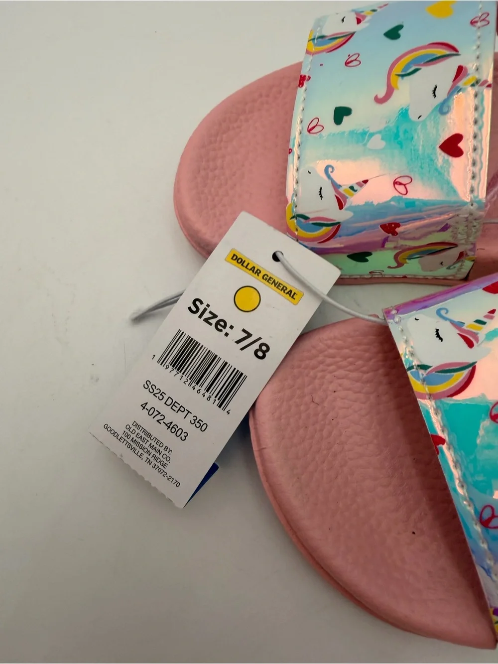 Kids Pink Unicorn Slide Sandals 7/8